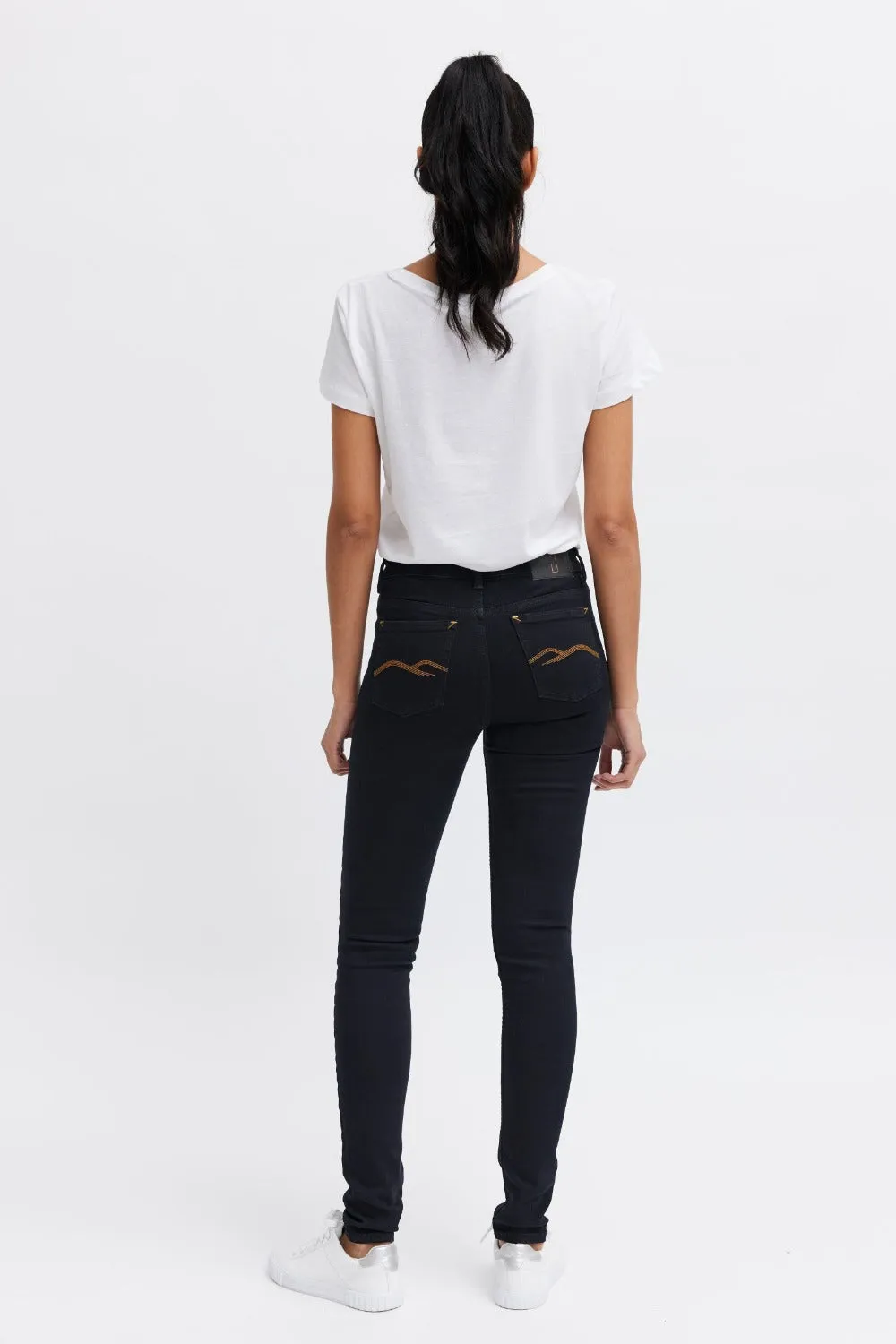 Organsk Breeze Black Goldie skinny jeans sort stretch