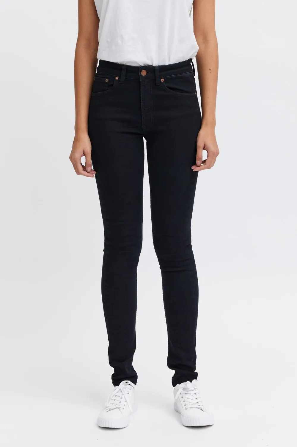 Organsk Breeze Black Goldie skinny jeans sort