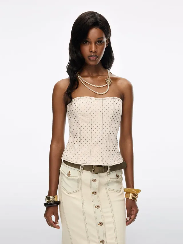 Miss Sixty Atelier bandeautop butter yellow med rhinsten
