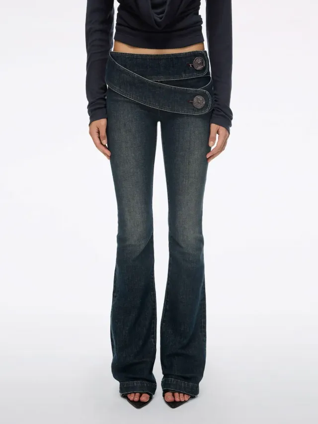 Miss Sixty Double-Belt Flare Jeans mørkeblå