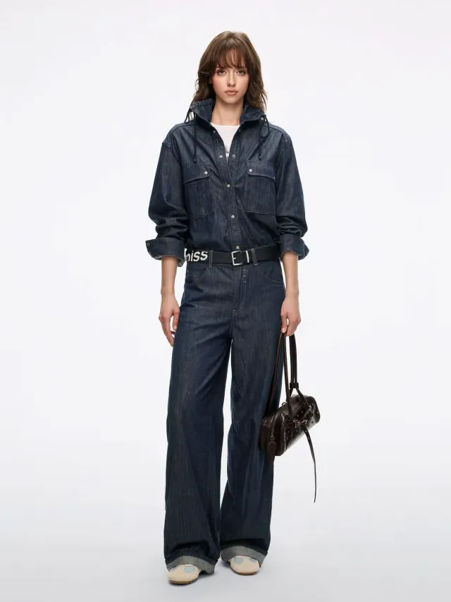 Miss Sixty Denim Cargo Jumpsuit jeansdragt mørkeblå bomuld