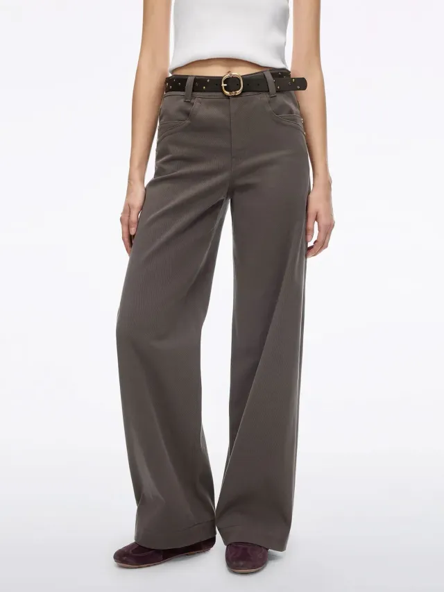 Miss Sixty Belted Wide-Leg bukser brun med nitter