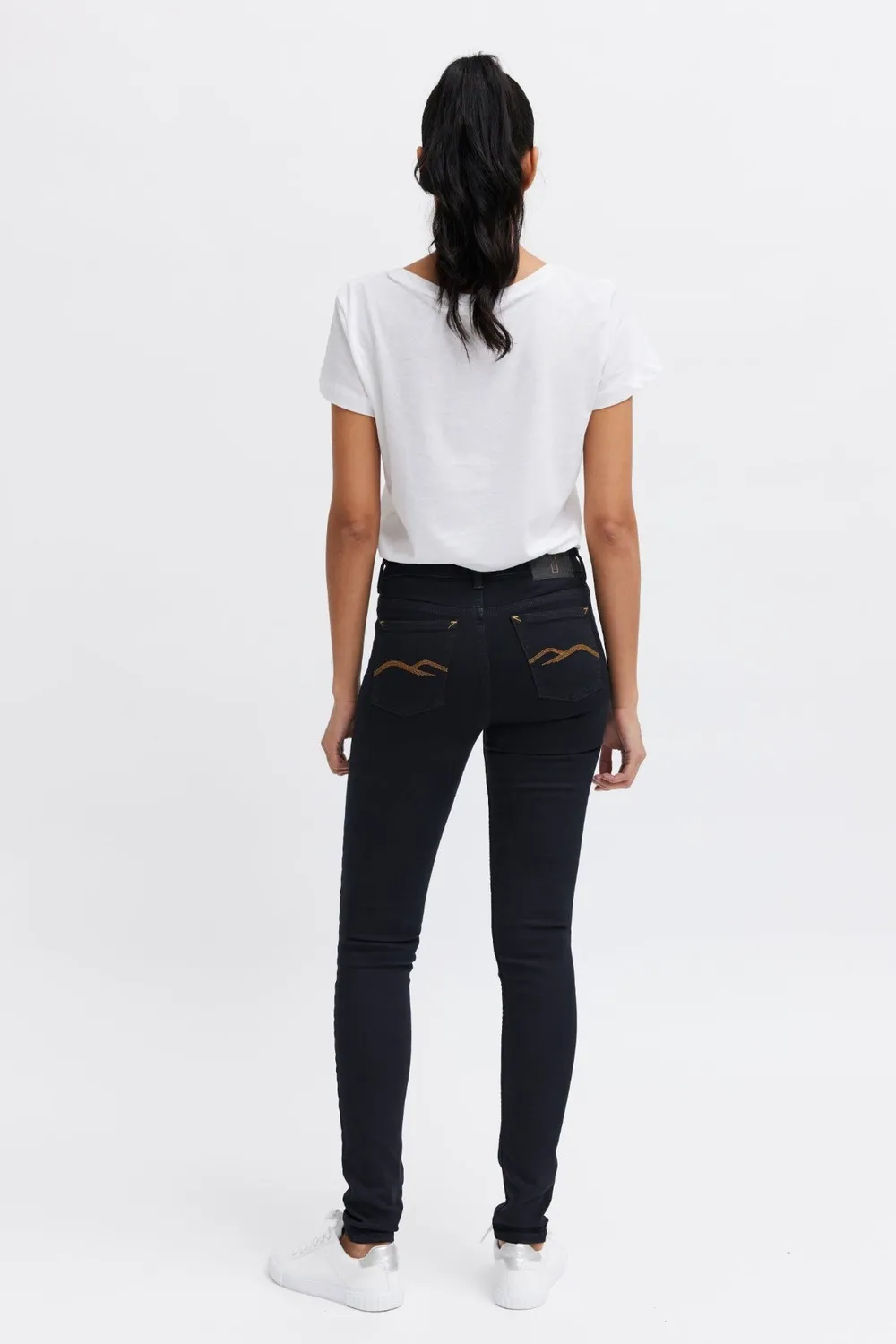 Organsk Breeze Black Goldie skinny jeans sort