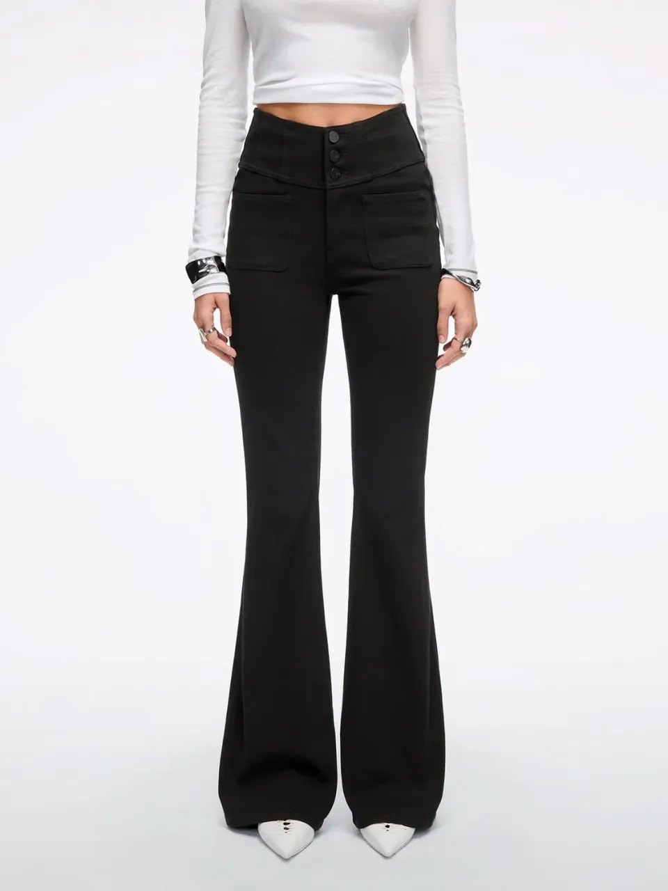 Miss Sixty Glenda Plus 5 flare jeans sort V-talje