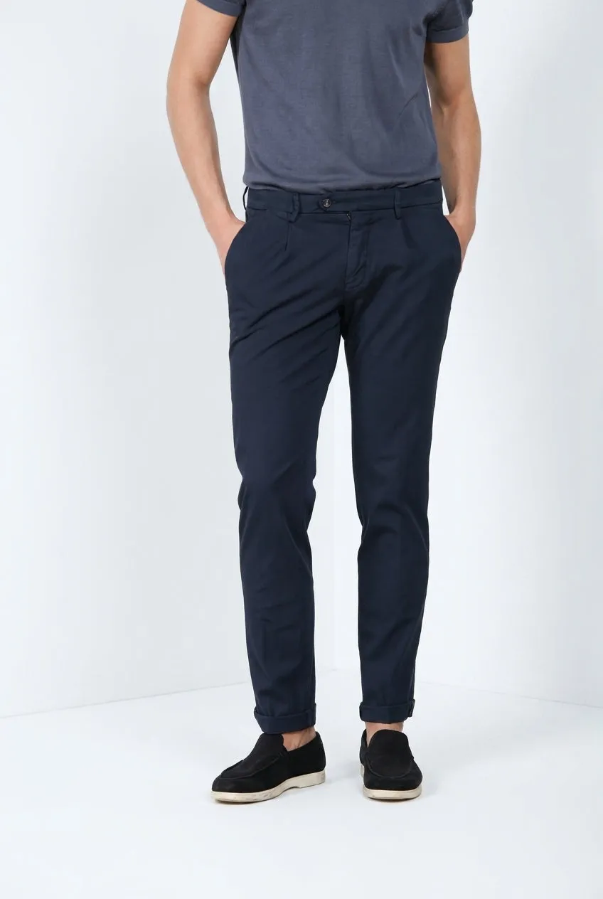 Mason's Torino 1 Pinces Flex chinos natblå slim