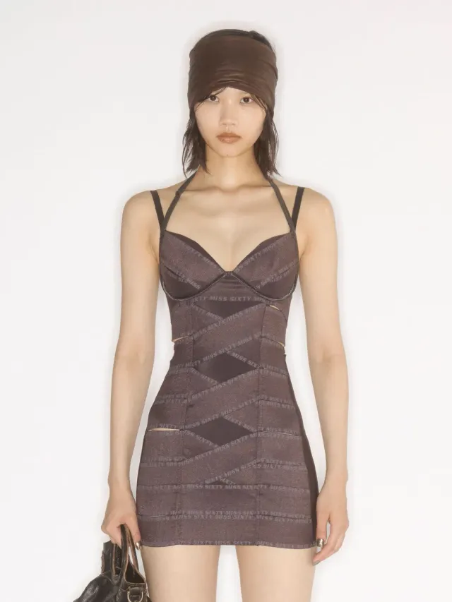 Miss Sixty 6M1DJ91100H48 Halterkjole Brun Stretch