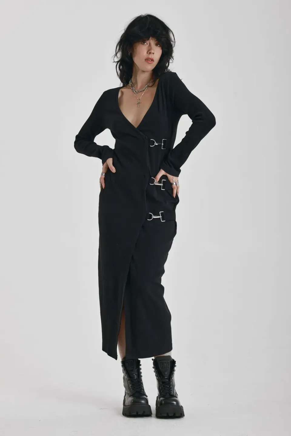 The Ragged Priest Libertine kjole wrap midi sort