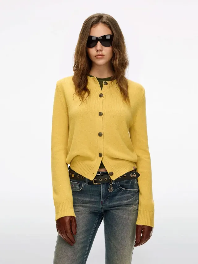 Miss Sixty Wool Knit cardigan gul merinould knapper