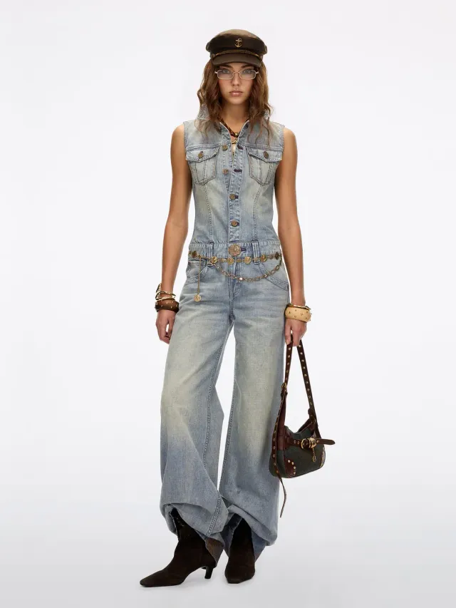 Miss Sixty denim buksedragt blue lige ben bomuld
