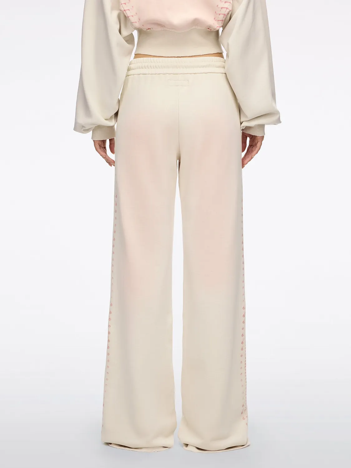 Miss Sixty Tie-Waist Wide-Leg bukser ivory med bindebælte