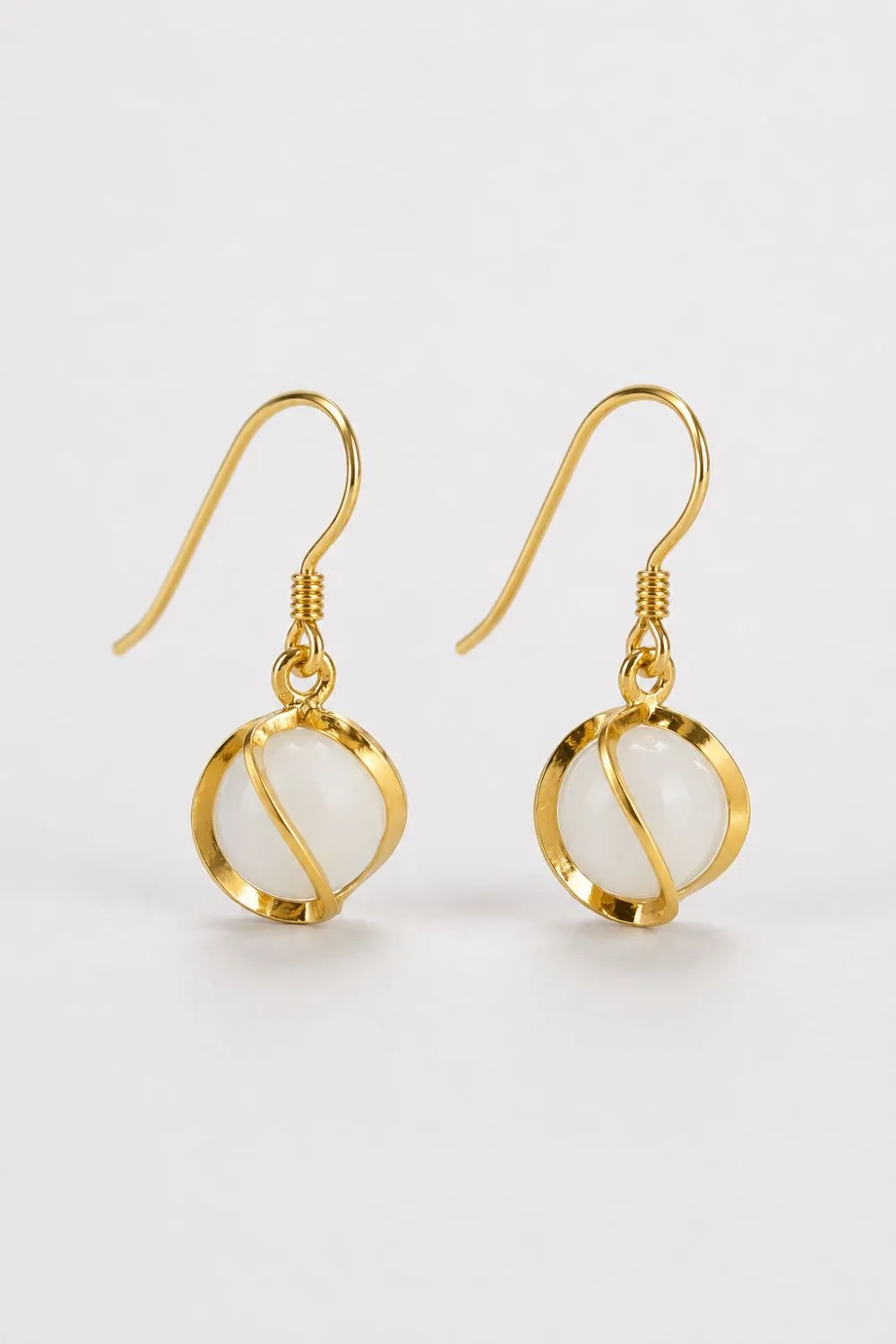 Organsk Moonstone Orb Drop øreringe sølv guld