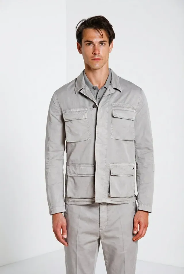 Mason's Flyshirt overshirt jakke basaltgrå stretch