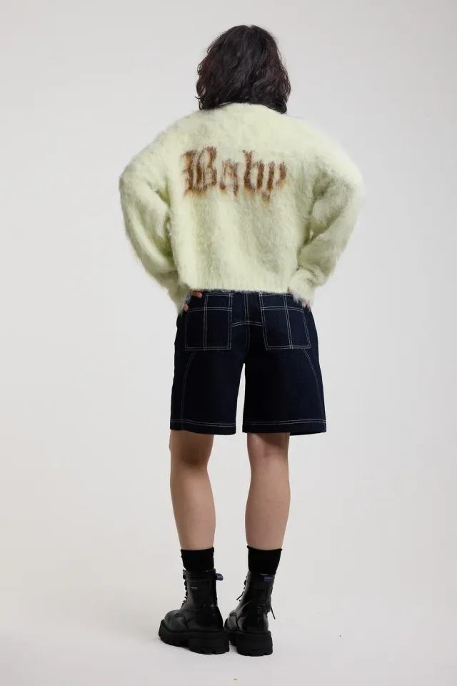 The Ragged Priest Baby Fuzzy Knit Cardigan lysegrøn