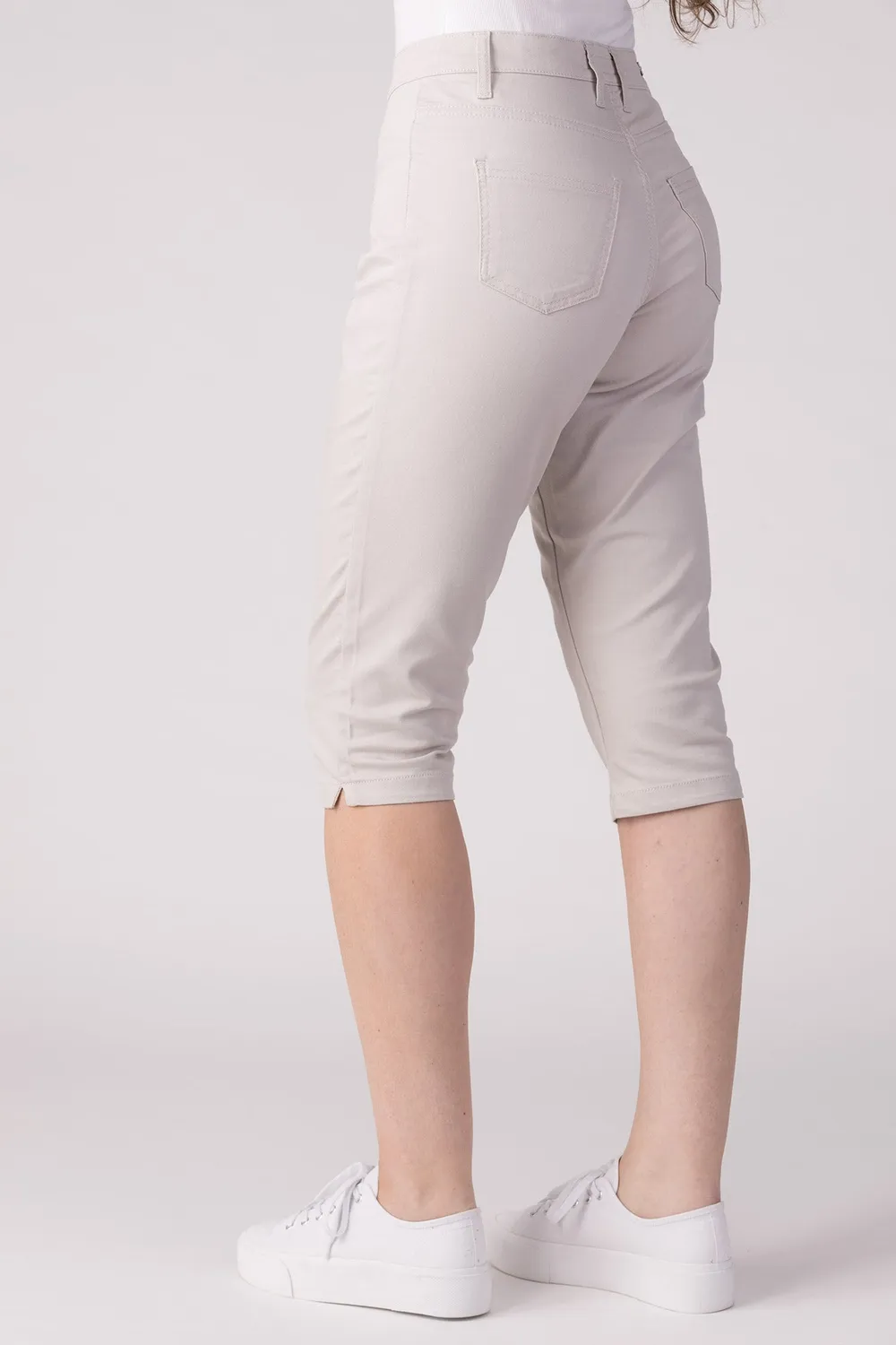Merrytime Super Slim Capri jeans sand kort ben