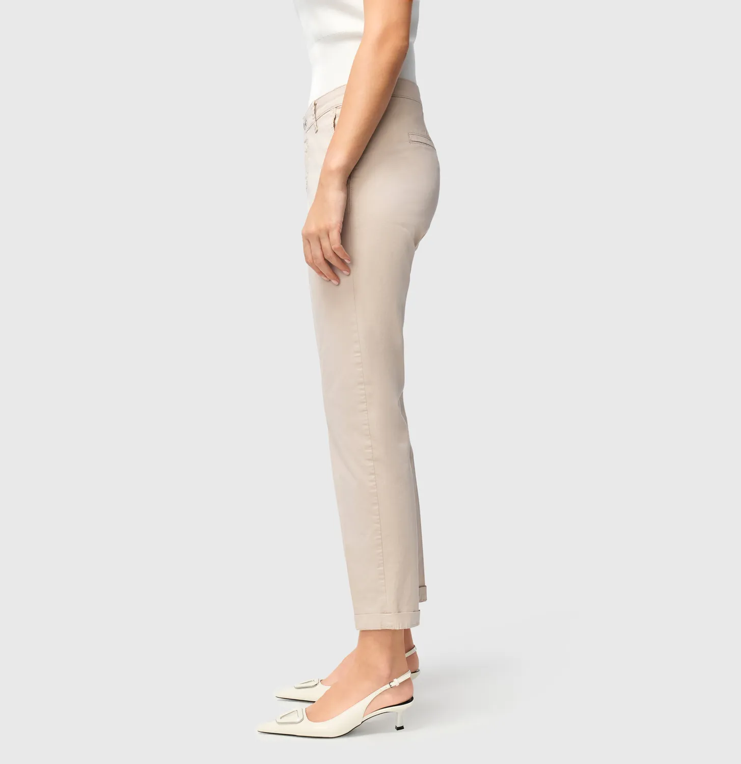 MAC Chino Turn Up chinos beige slim fit opslag