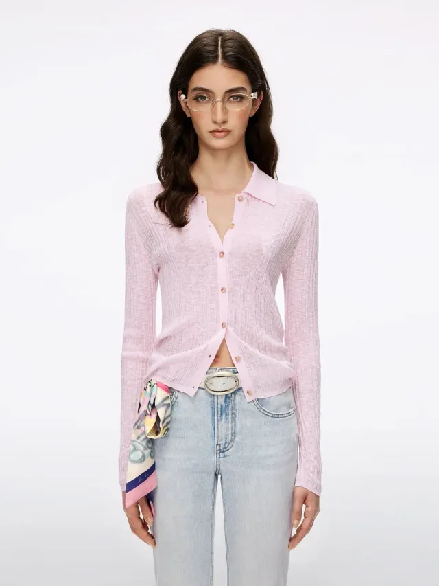 Miss Sixty 6M2RJ08100 strikcardigan baby pink broderet