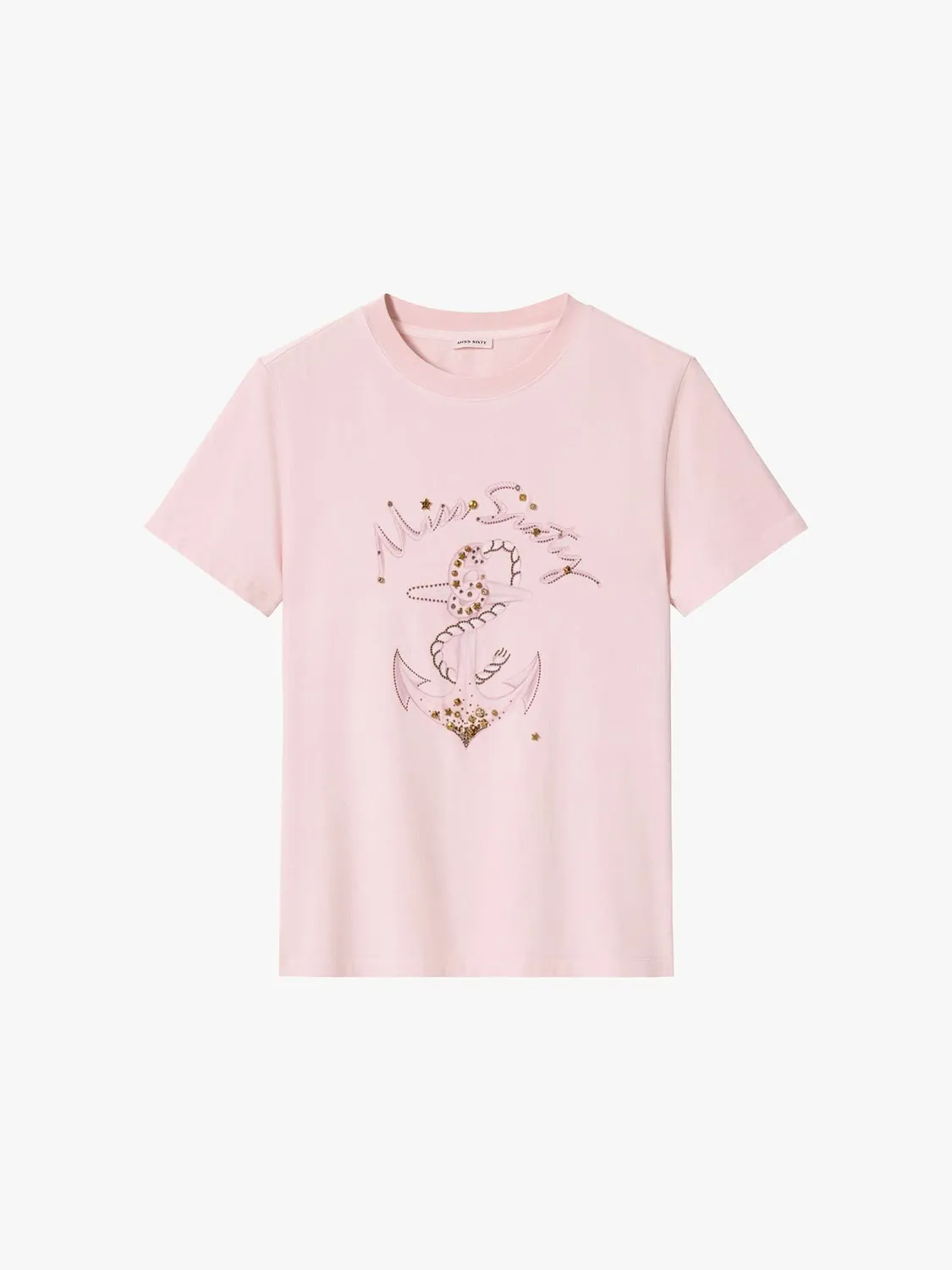 Miss Sixty Studded T-shirt Dust Pink strass