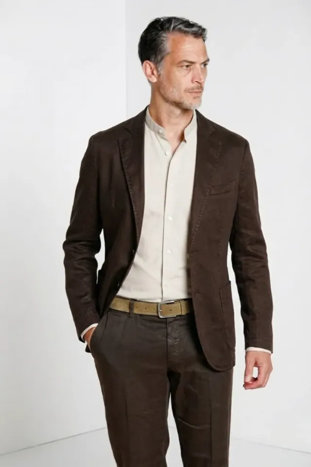 Mason's Da Vinci blazer brun hør bomuld herre