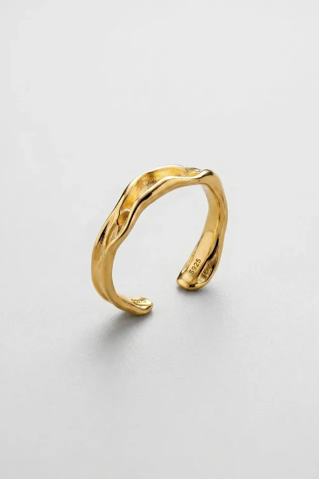 Organsk The Cuff Ring ring justerbar guld sølv