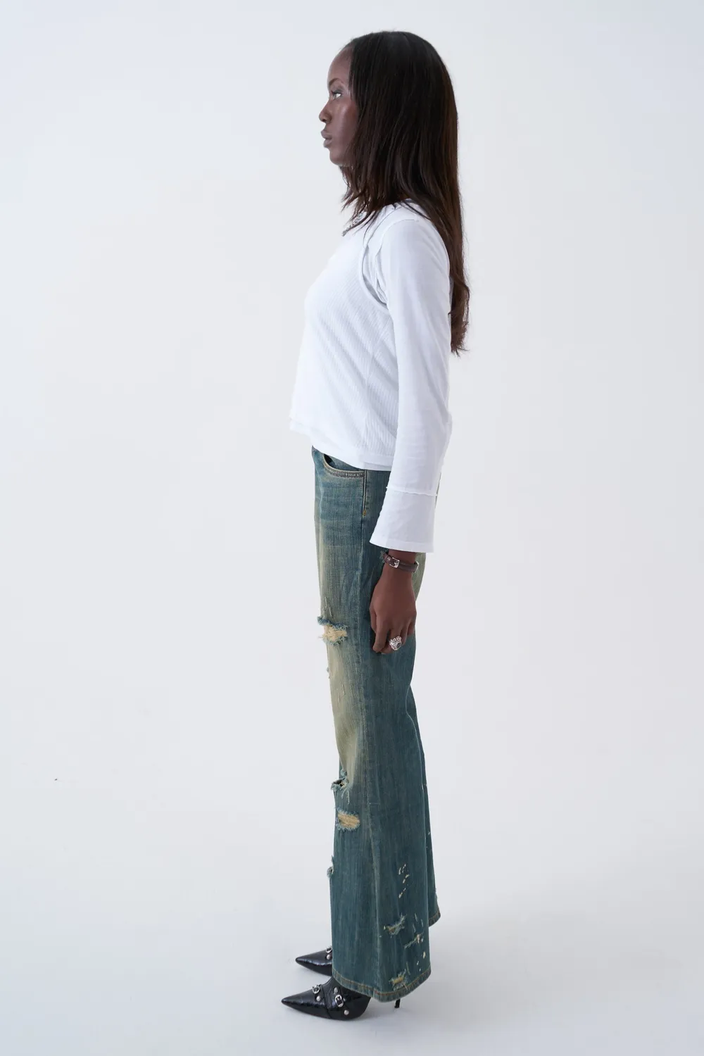 The Ragged Priest Alexa Distressed Bootcut Jeans blå