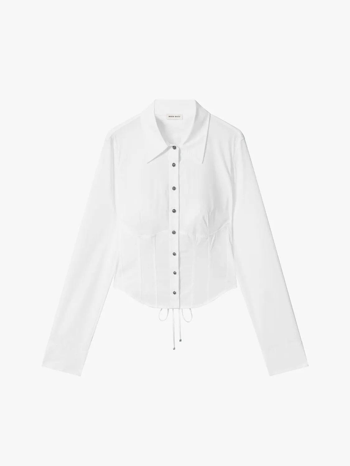 Miss Sixty Lace-Up Skjorte Hvid Cropped med Snøre