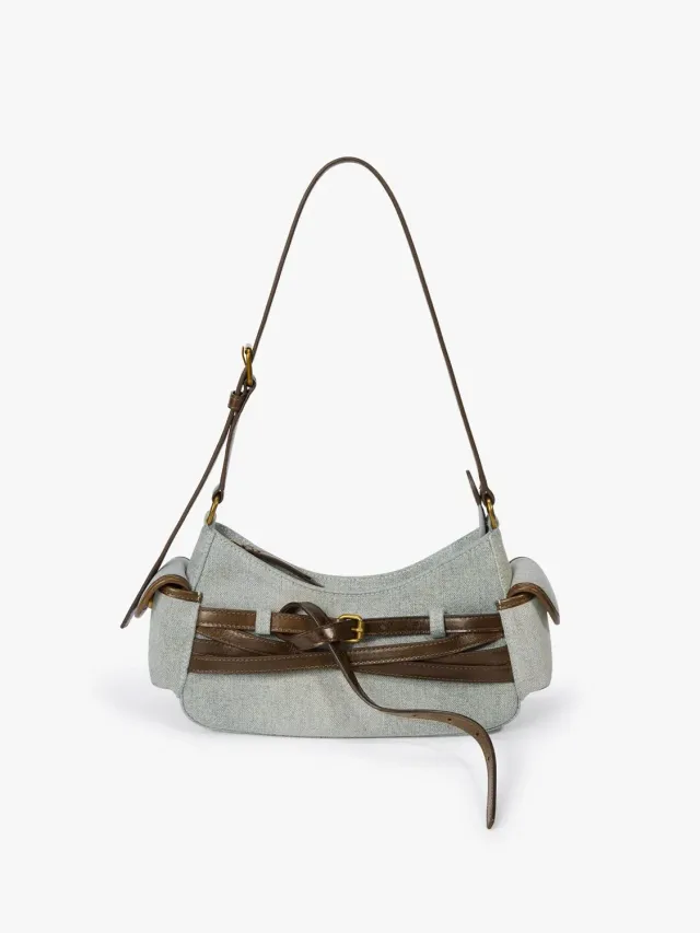 Miss Sixty Patchwork Leather skuldertaske blå denim læder