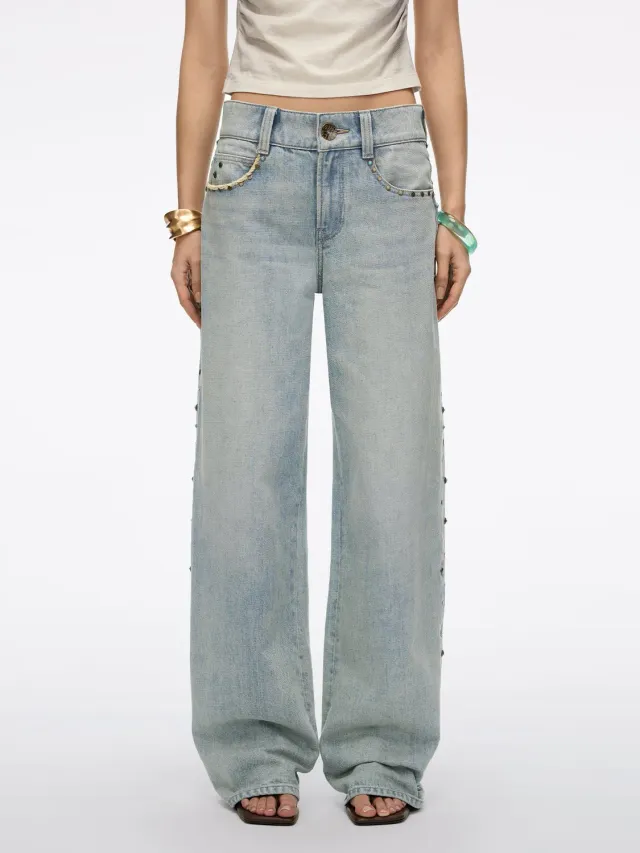 Miss Sixty straight jeans lyseblå nitter