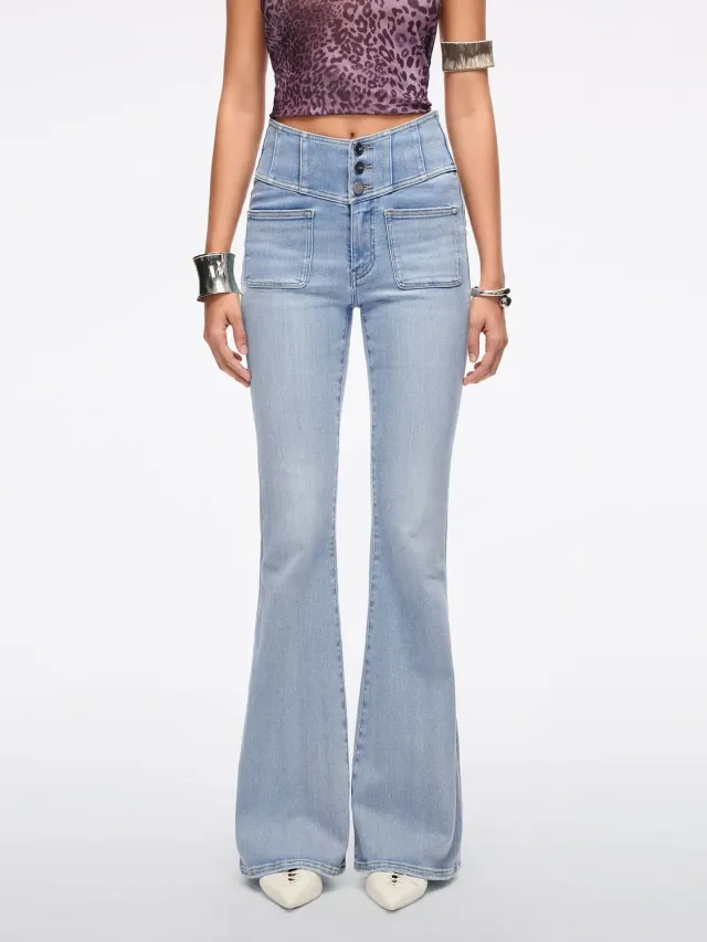 Miss Sixty Glenda Plus 5 flare jeans lyseblå stretch