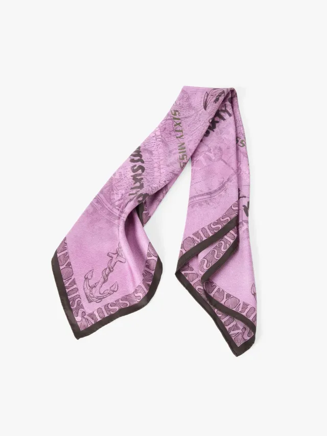 Miss Sixty Printed Silk Scarf silketørklæde lilla pink silke