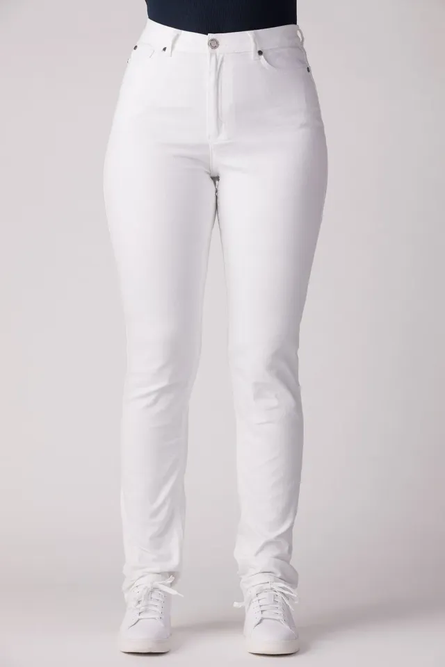 Merrytime Clara Slim jeans hvid canvas stretch