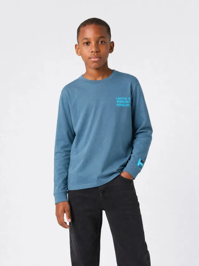 Petrol Industries Ironlake langærmet t-shirt Storm Blue bomuld