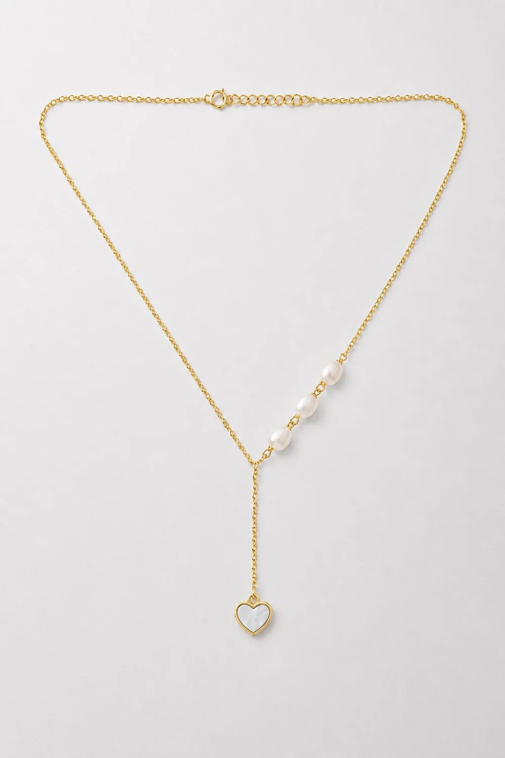 Organsk Pearl Heart lariat halskæde sølv perle