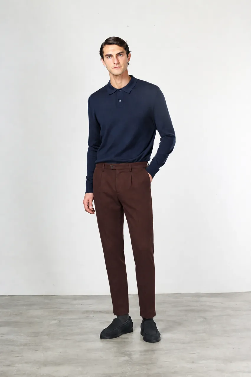 Mason's Torino 1 Pinces chinos vinrød slim cashmere