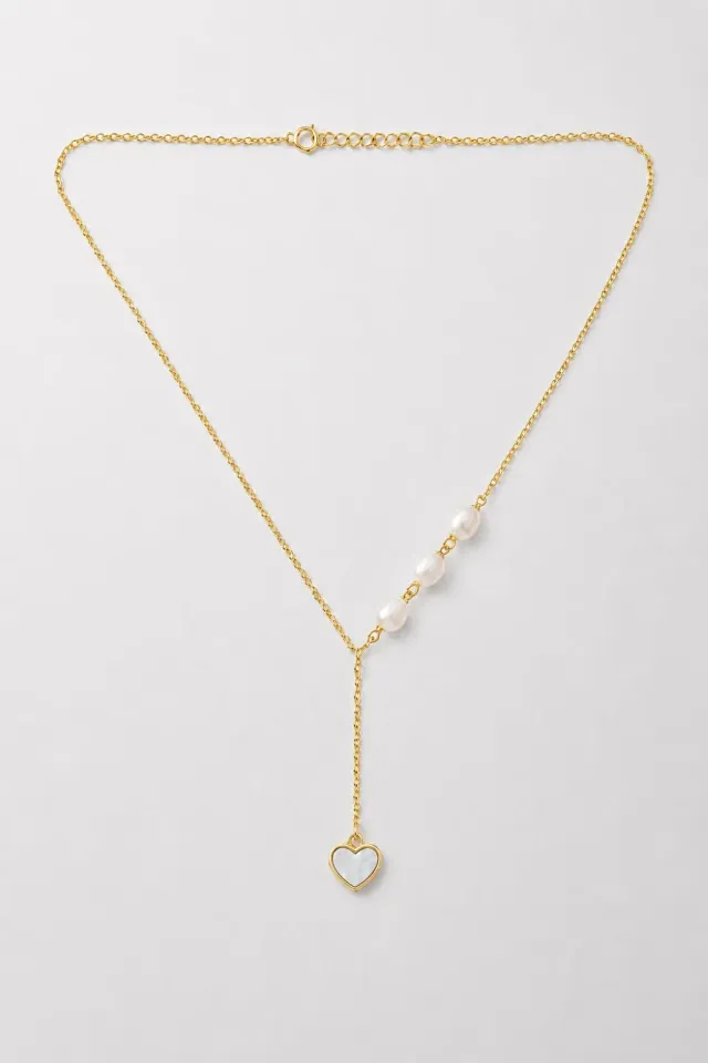 Organsk Pearl Heart halskæde perle guld