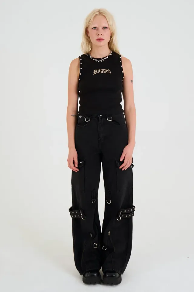 The Ragged Priest Bondage Baggy Hardware jeans sort