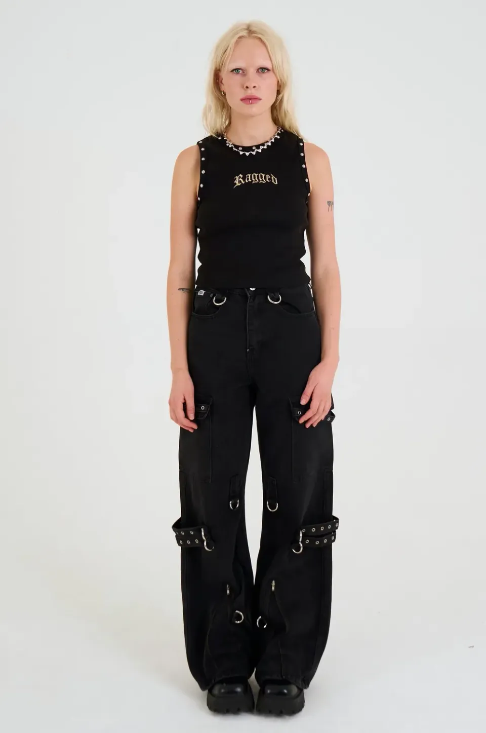 The Ragged Priest Bondage Baggy Hardware jeans sort
