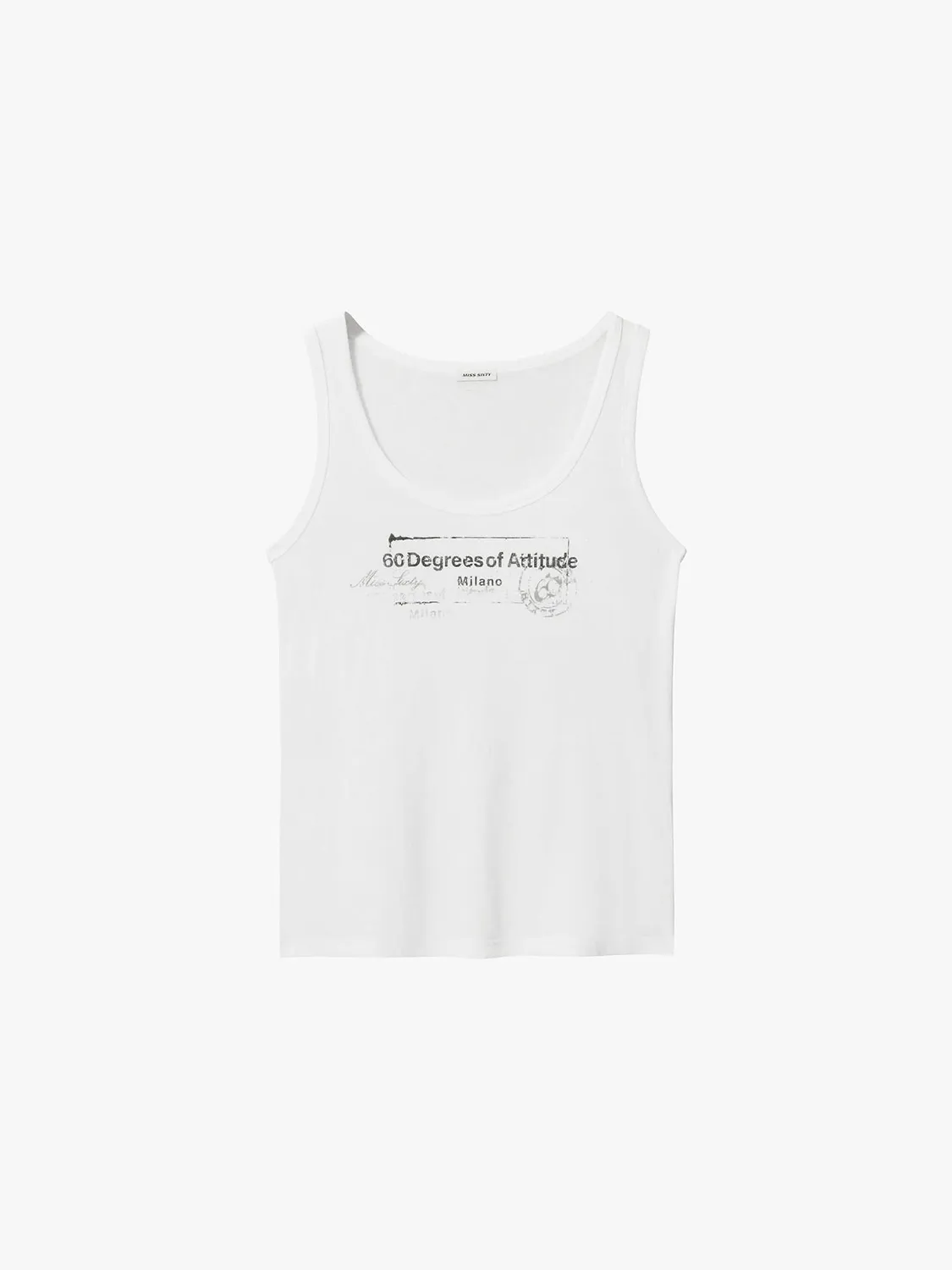 Miss Sixty Printed Sleeveless top hvid U-hals