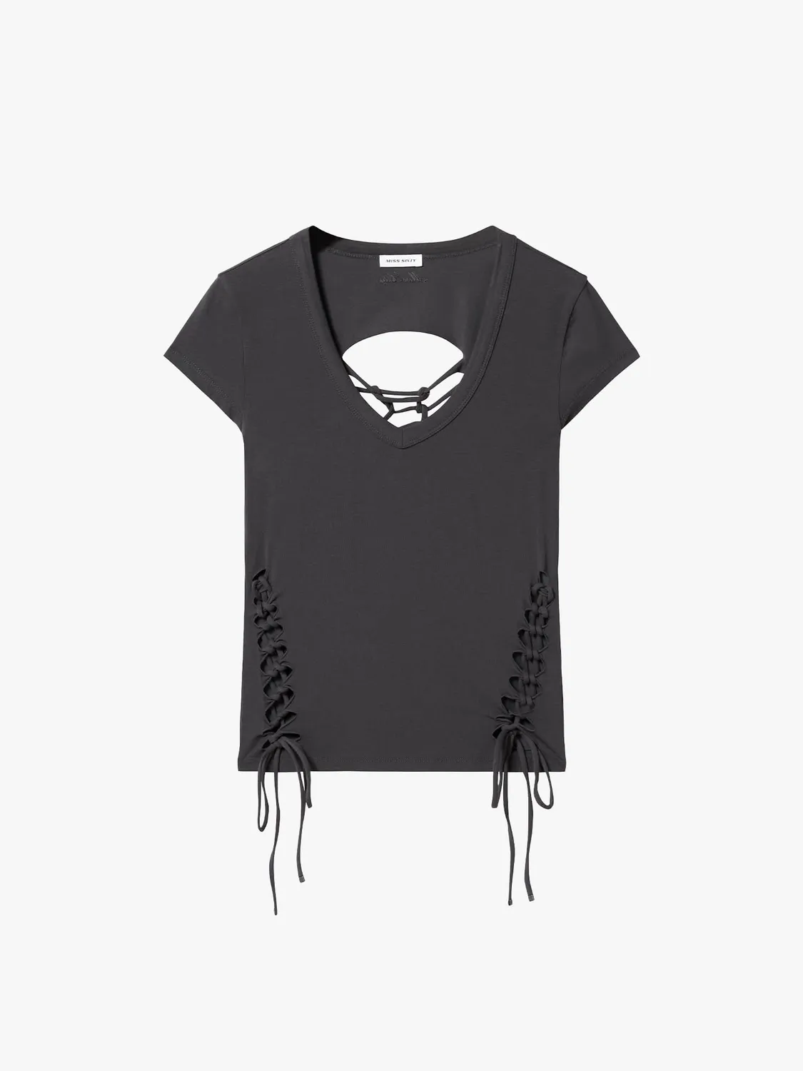 Miss Sixty lace-up top retro sort bomuld
