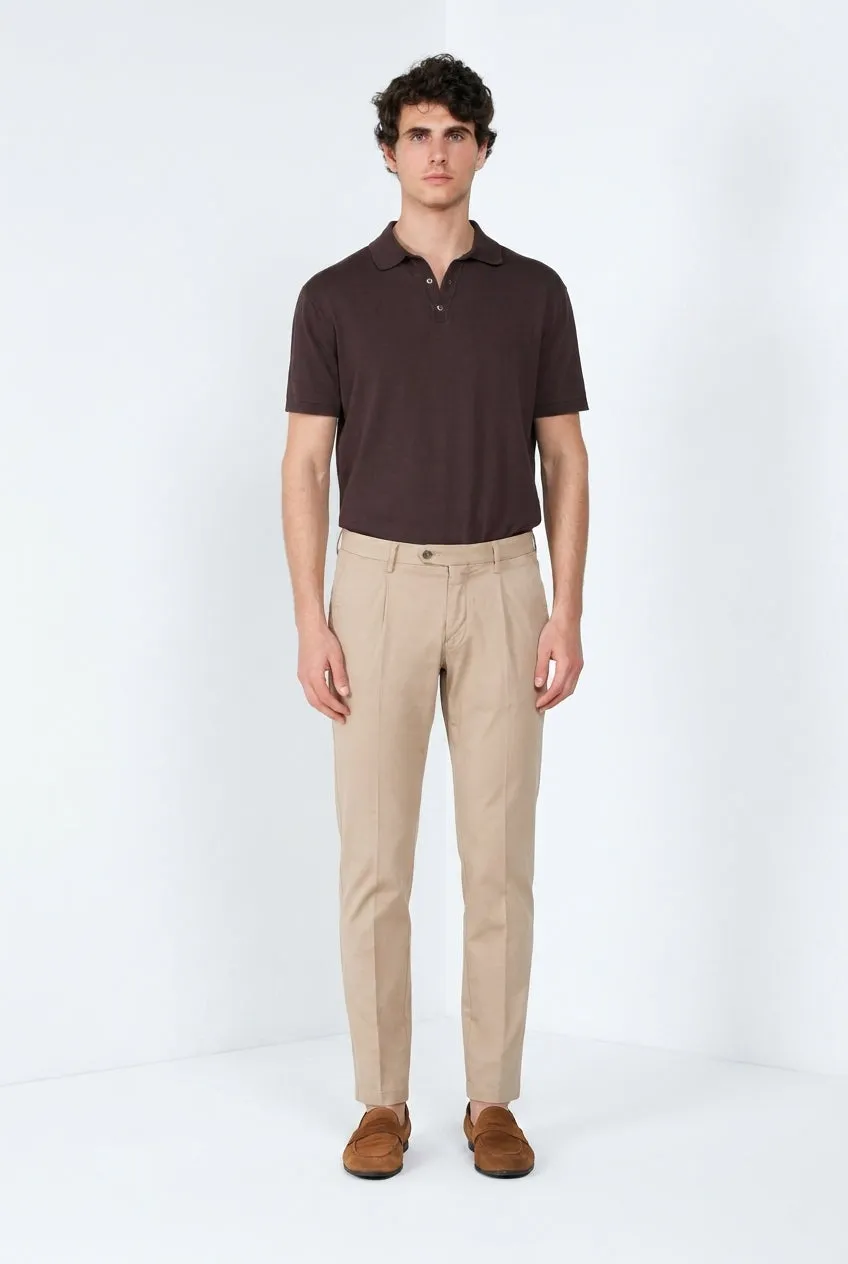Mason's Torino 1 Pinces Flex chinobukser beige slim stretch