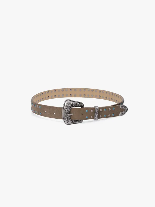 Miss Sixty Studded læderbælte khaki ruskind