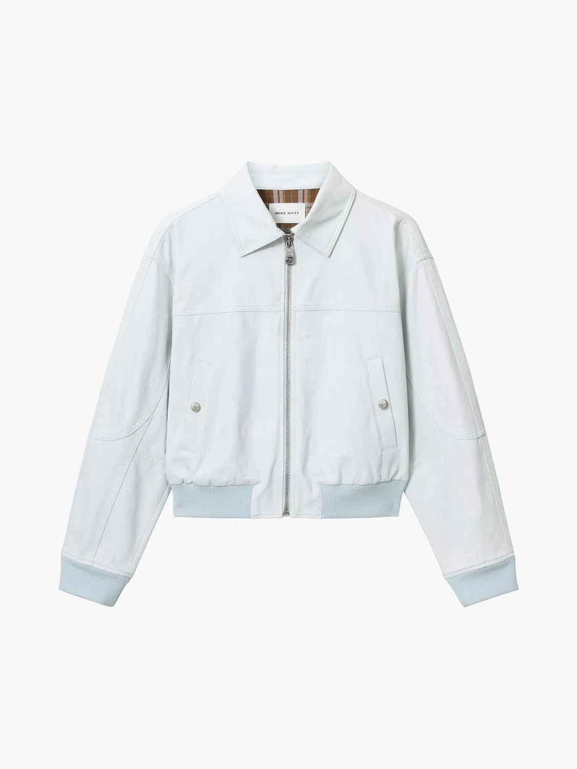 Miss Sixty Embroidered Jacket jakke lyseblå med sløjfebroderi