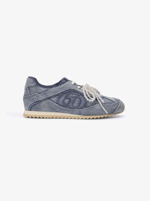 Miss Sixty 6M2QJ82700F25 sneakers blå denim perlesløjfe