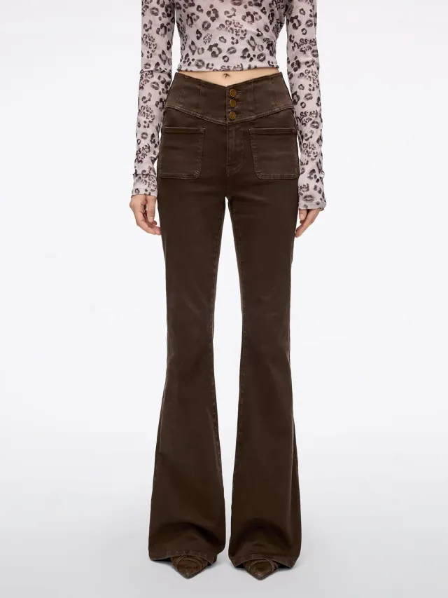 Miss Sixty Glenda Plus 5 flare jeans brun høj talje