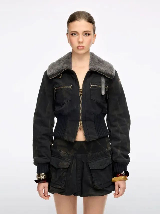 Miss Sixty Denimjakke dark chocolate cropped pels