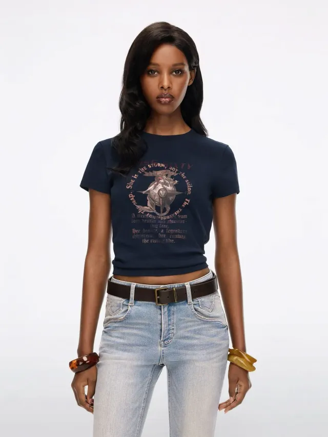 Miss Sixty Mermaid-Print t-shirt navy slim fit