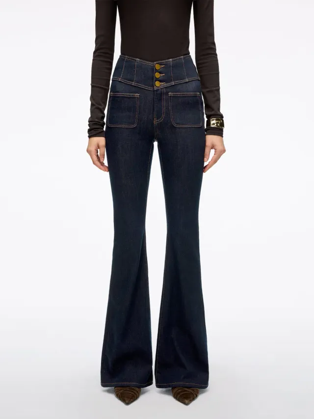 Miss Sixty Glenda Plus 5 flare jeans mørkeblå høj talje