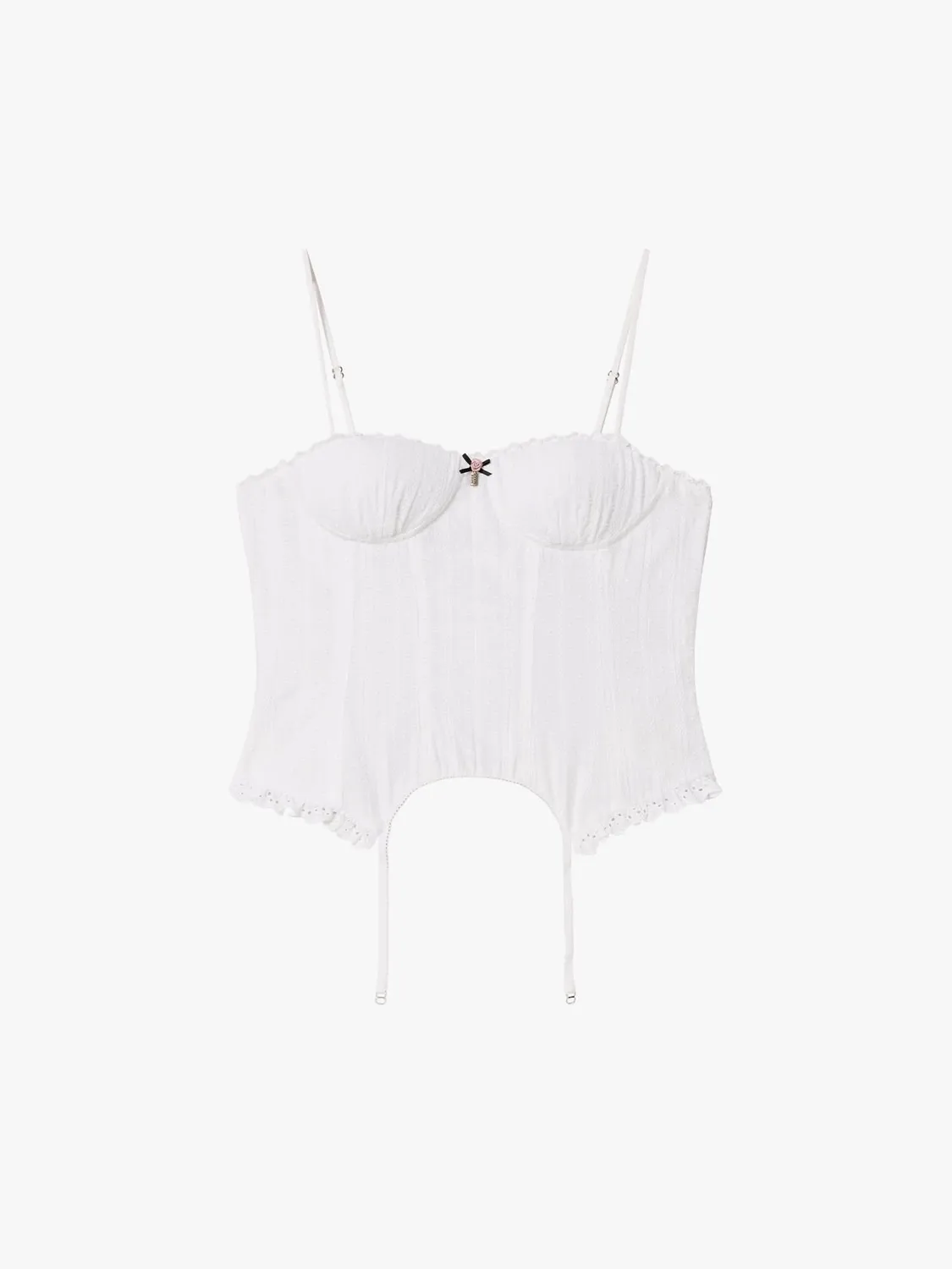 Miss Sixty Jacquard camisole top hvid blonder sløjfe