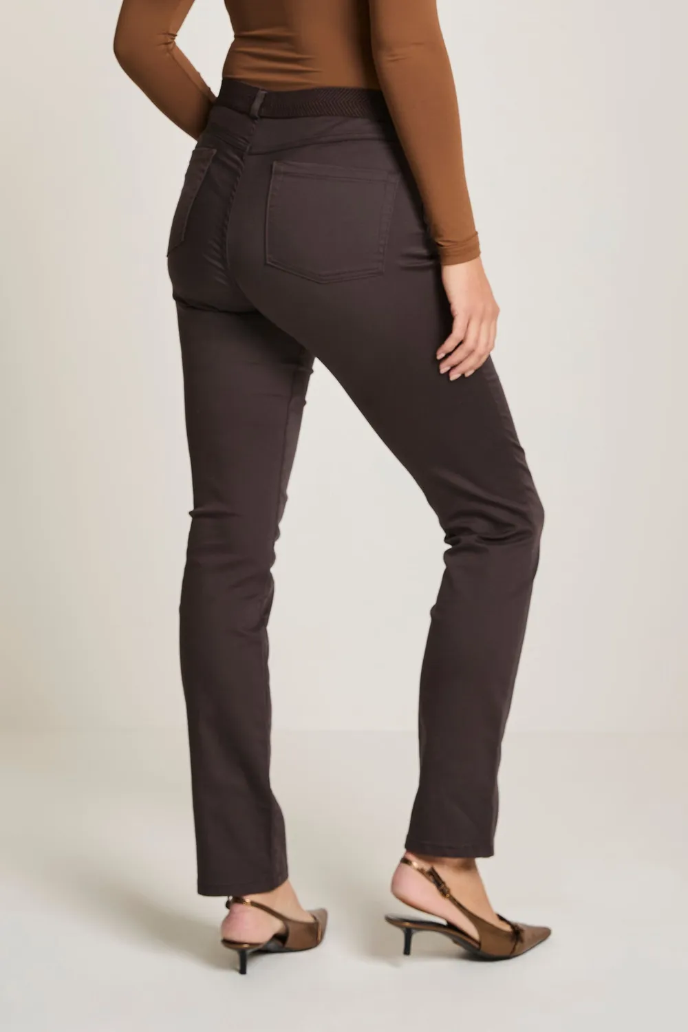 Para Mi Heaven Uni Angie Elastic bukser Deep Brown slim