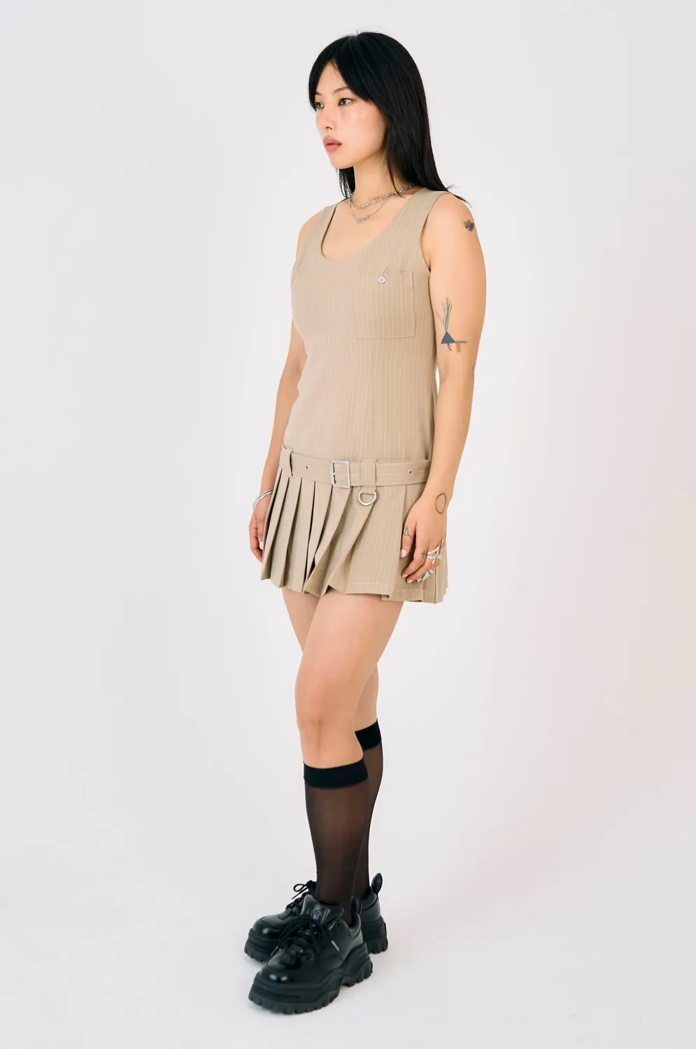 The Ragged Priest Draper pinstripe minikjole 10 beige