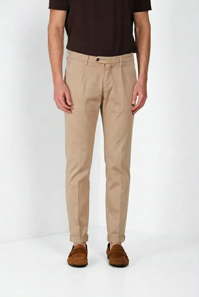 Mason's Torino 1 Pinces Flex chinobukser beige slim stretch